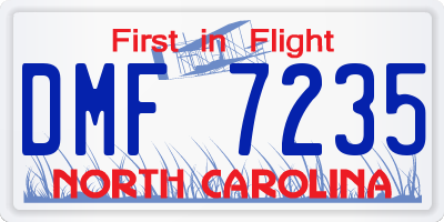 NC license plate DMF7235