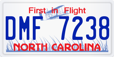 NC license plate DMF7238