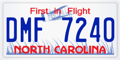NC license plate DMF7240