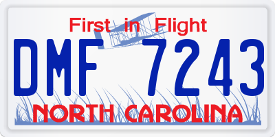 NC license plate DMF7243