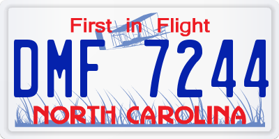 NC license plate DMF7244