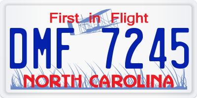 NC license plate DMF7245