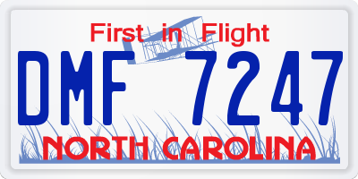 NC license plate DMF7247