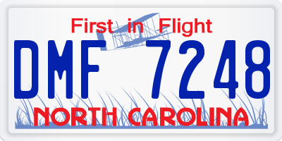 NC license plate DMF7248