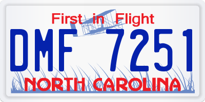 NC license plate DMF7251