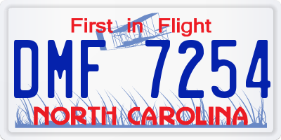 NC license plate DMF7254