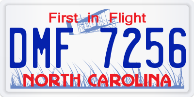 NC license plate DMF7256