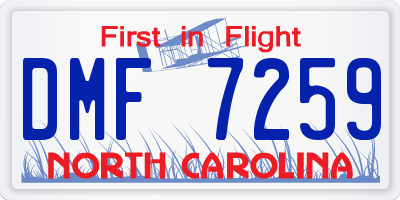 NC license plate DMF7259