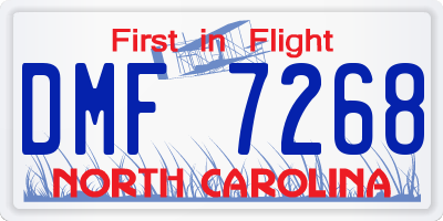 NC license plate DMF7268
