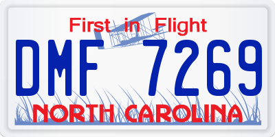 NC license plate DMF7269