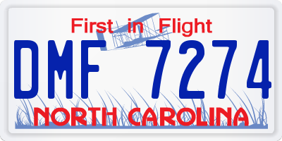 NC license plate DMF7274