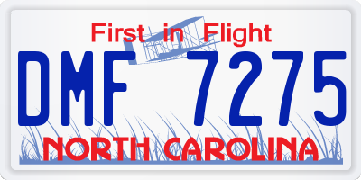 NC license plate DMF7275