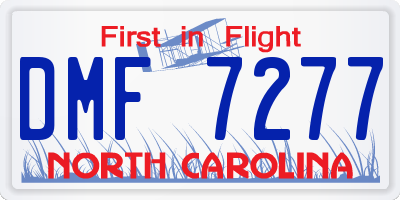 NC license plate DMF7277