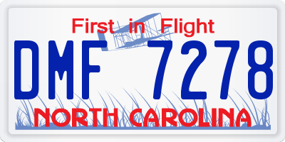 NC license plate DMF7278
