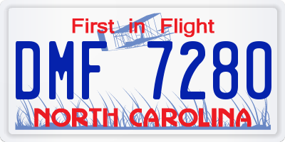 NC license plate DMF7280