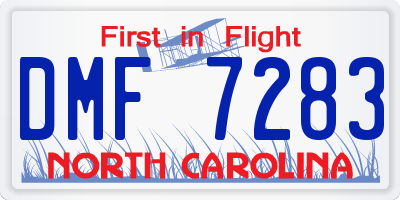 NC license plate DMF7283