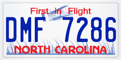 NC license plate DMF7286