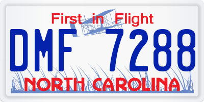 NC license plate DMF7288