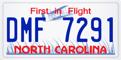 NC license plate DMF7291