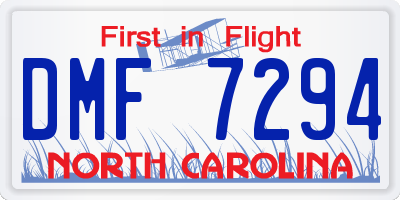 NC license plate DMF7294