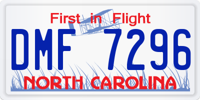 NC license plate DMF7296