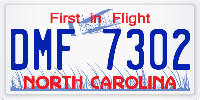 NC license plate DMF7302