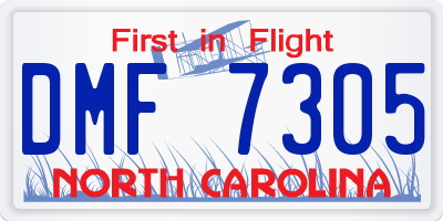 NC license plate DMF7305