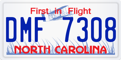 NC license plate DMF7308
