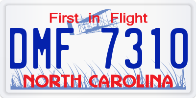 NC license plate DMF7310