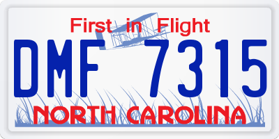 NC license plate DMF7315