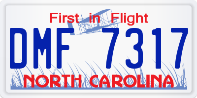 NC license plate DMF7317