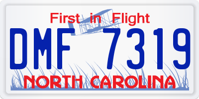 NC license plate DMF7319