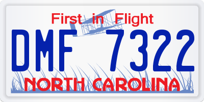 NC license plate DMF7322