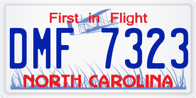 NC license plate DMF7323