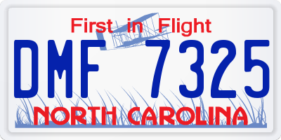 NC license plate DMF7325