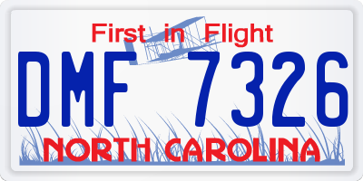 NC license plate DMF7326