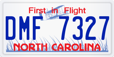 NC license plate DMF7327