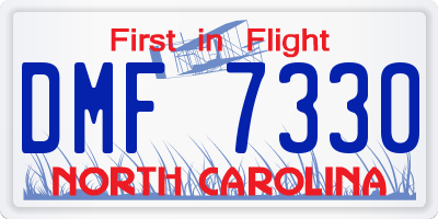 NC license plate DMF7330