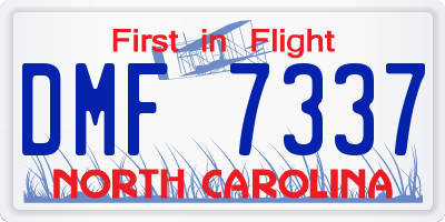 NC license plate DMF7337