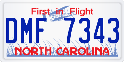 NC license plate DMF7343