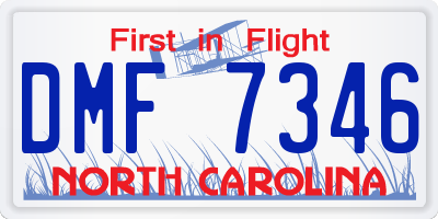 NC license plate DMF7346