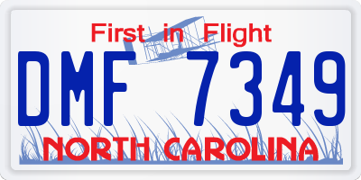 NC license plate DMF7349