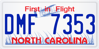 NC license plate DMF7353