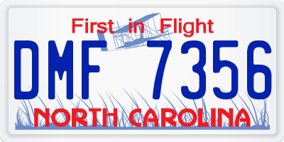 NC license plate DMF7356