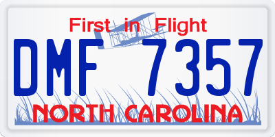 NC license plate DMF7357