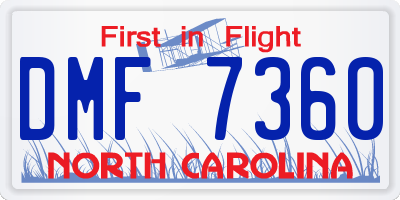 NC license plate DMF7360