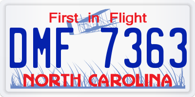 NC license plate DMF7363