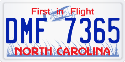 NC license plate DMF7365