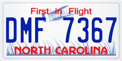 NC license plate DMF7367
