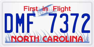 NC license plate DMF7372